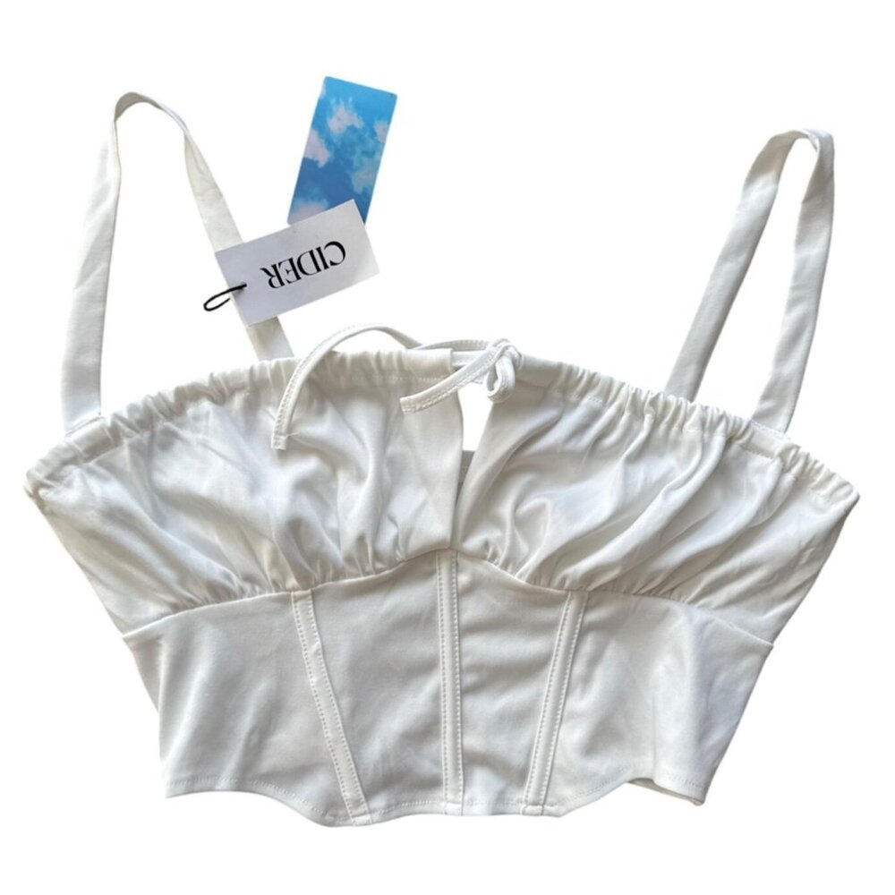 White Cider Womens Corset Top With Bow Detail M